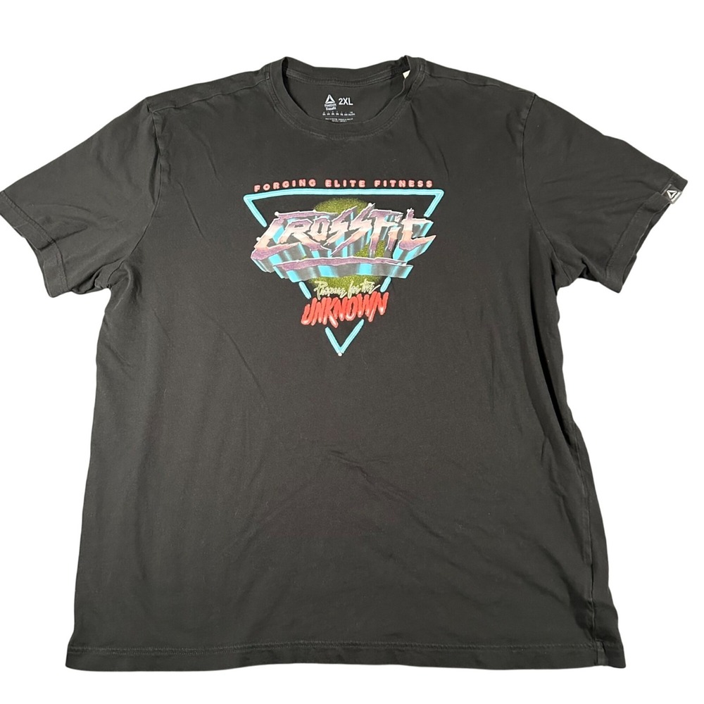 Reebok Crossfit T-shirt 2XL Black Cotton Short Sleeve Crew Neck Graphic Tee